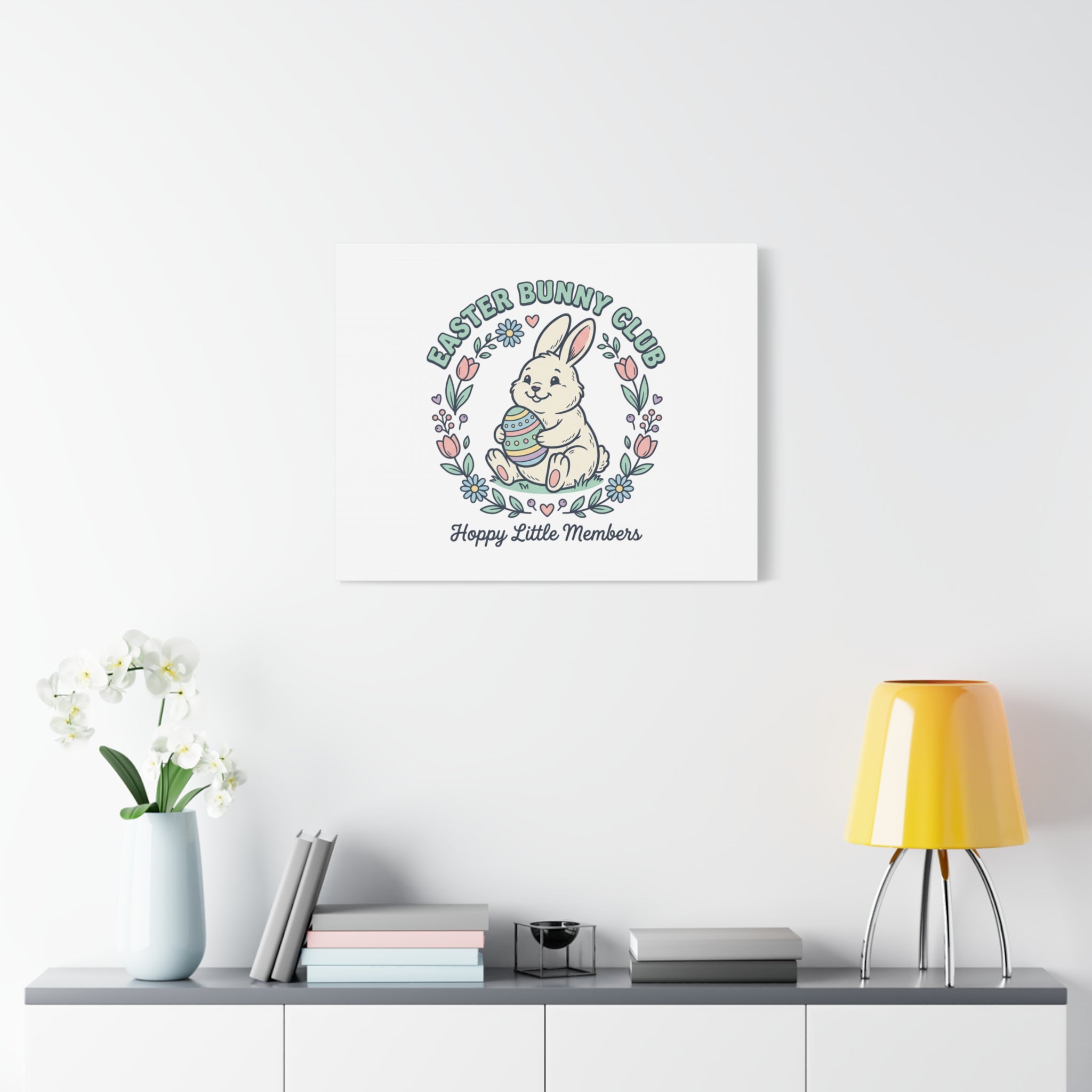 Easter Bunny Club Canvas | pastel spring, vintage Easter