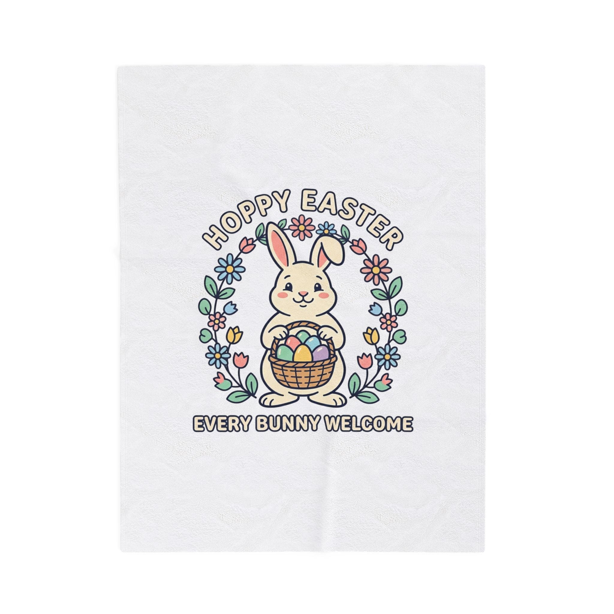 Hoppy Easter Bunny, Velveteen Plush Blanket | Pastel Spring Cottagecore