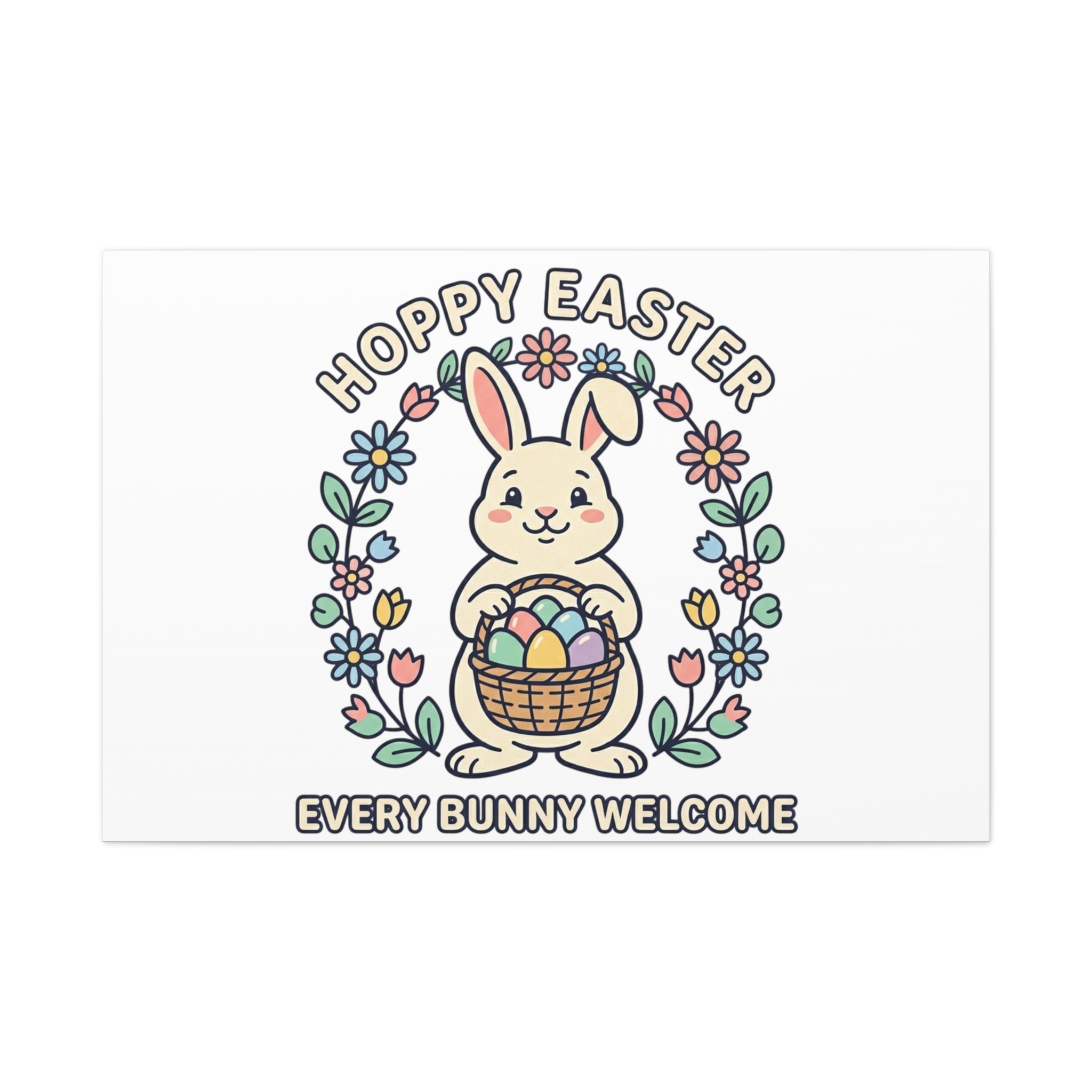 Hoppy Easter Bunny Canvas | pastel spring, cottagecore