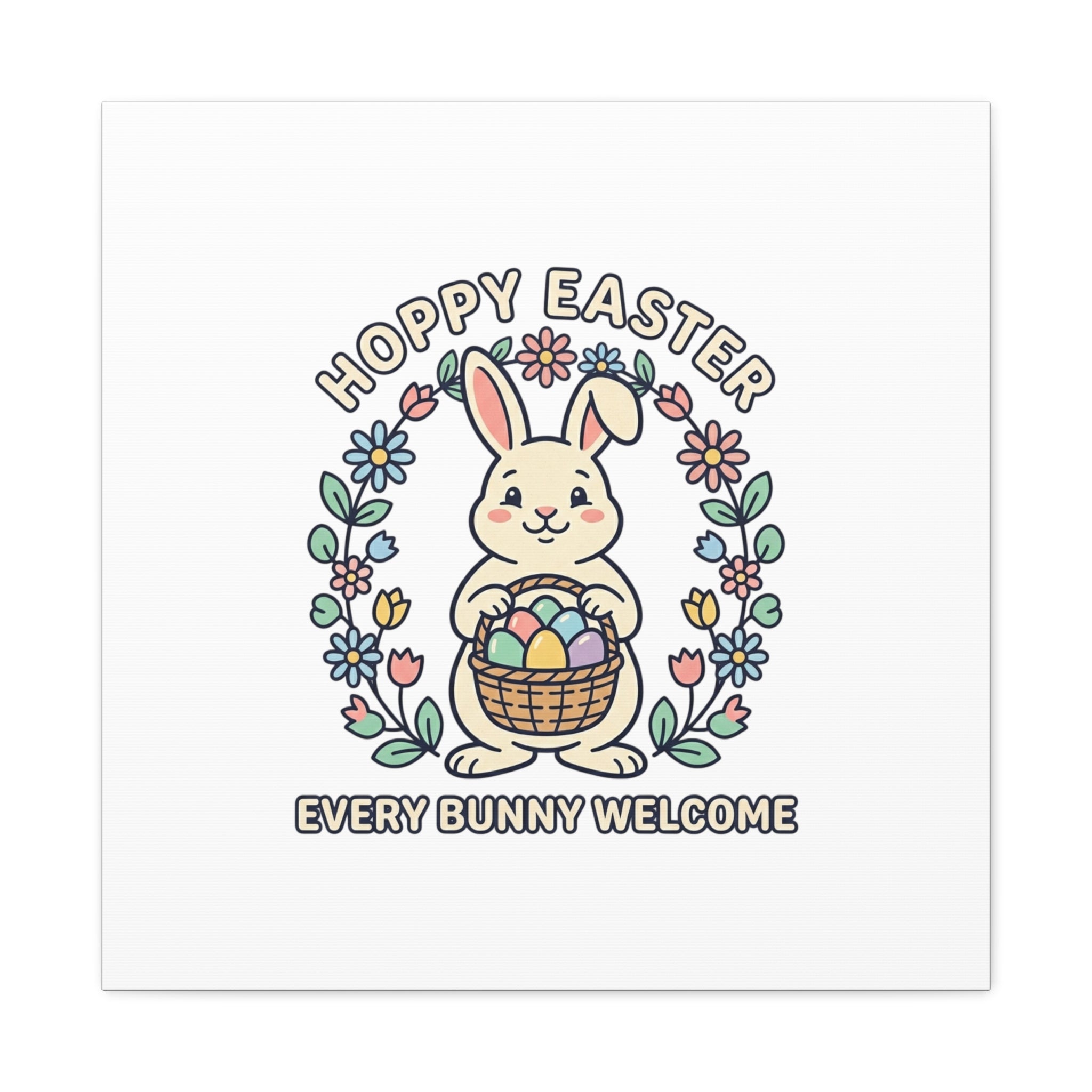 Hoppy Easter Bunny Canvas | pastel spring, cottagecore