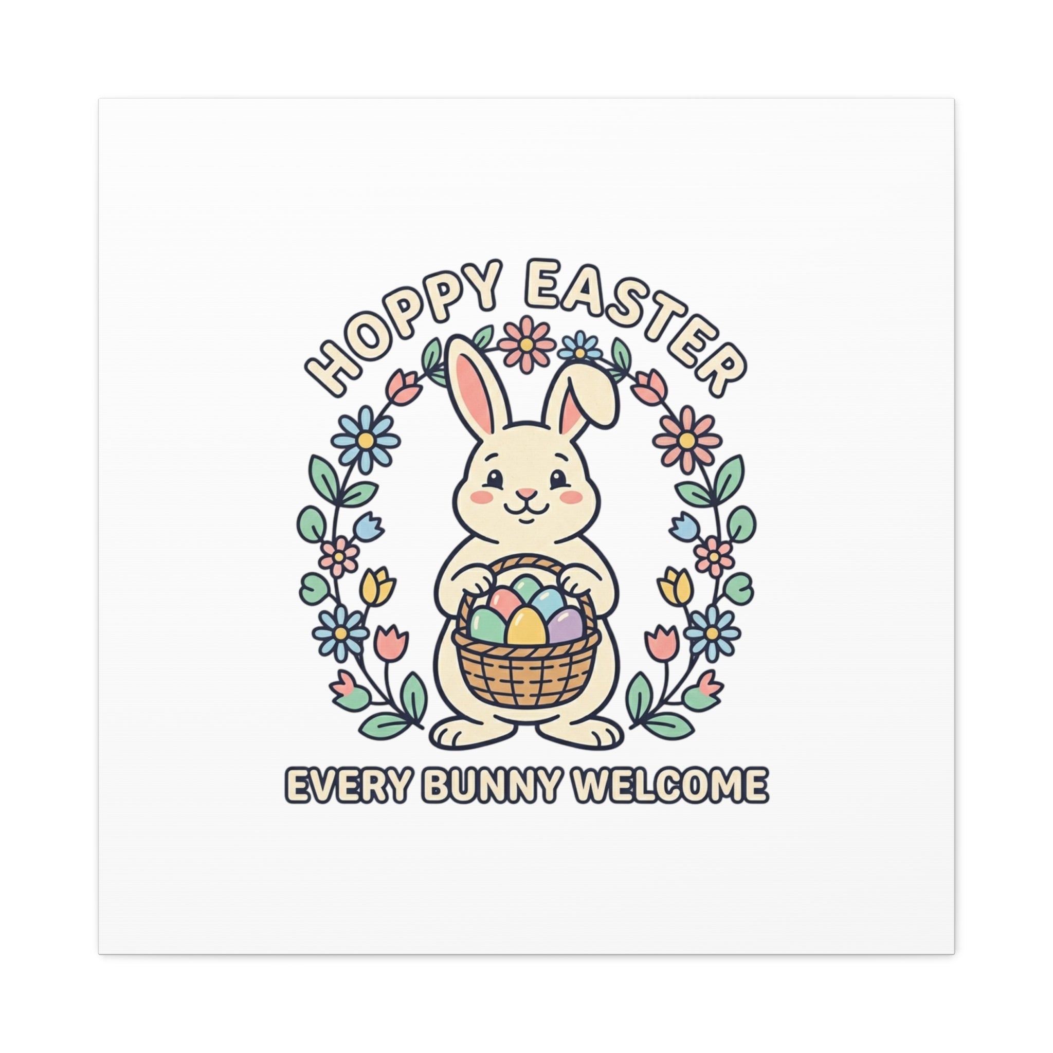 Hoppy Easter Bunny Canvas | pastel spring, cottagecore