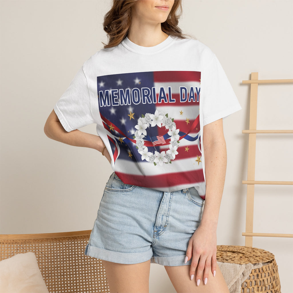 Memorial Day Flag T-Shirt – Patriotic Wreath & Ribbon Tribute