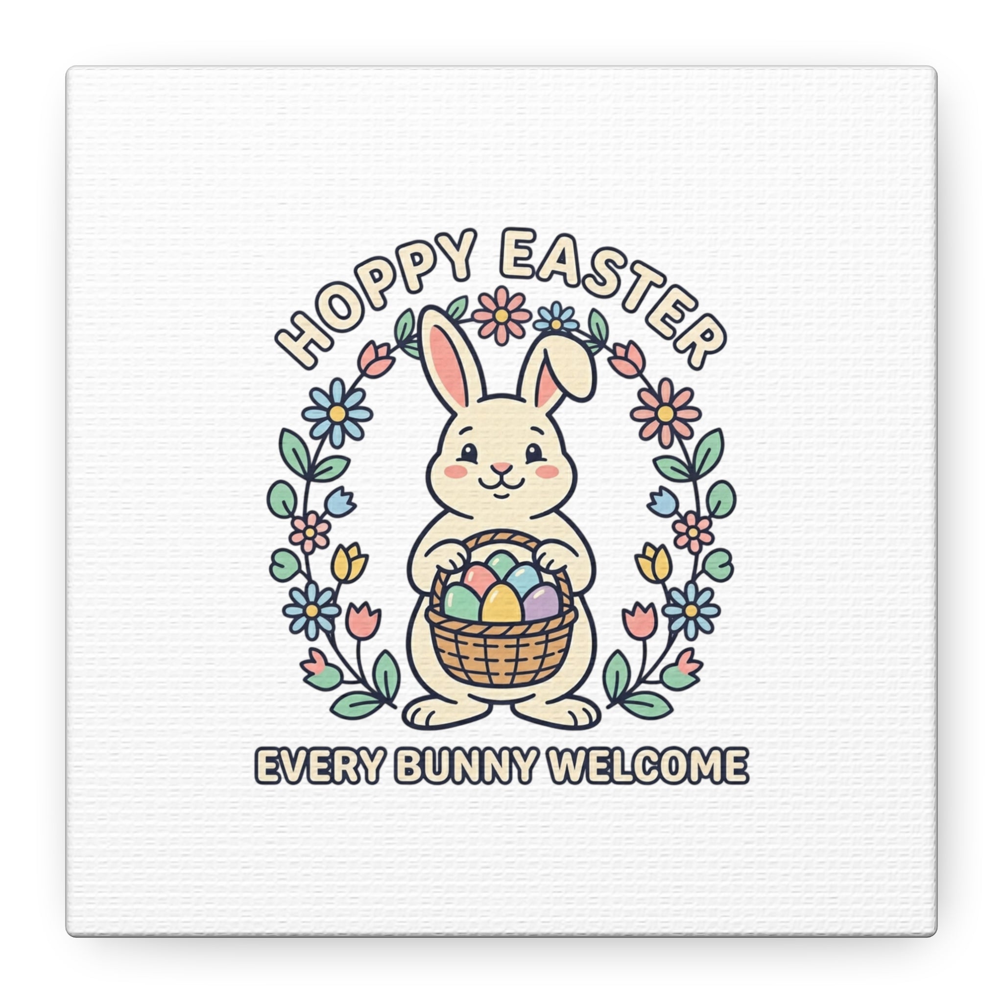 Hoppy Easter Bunny Canvas | pastel spring, cottagecore
