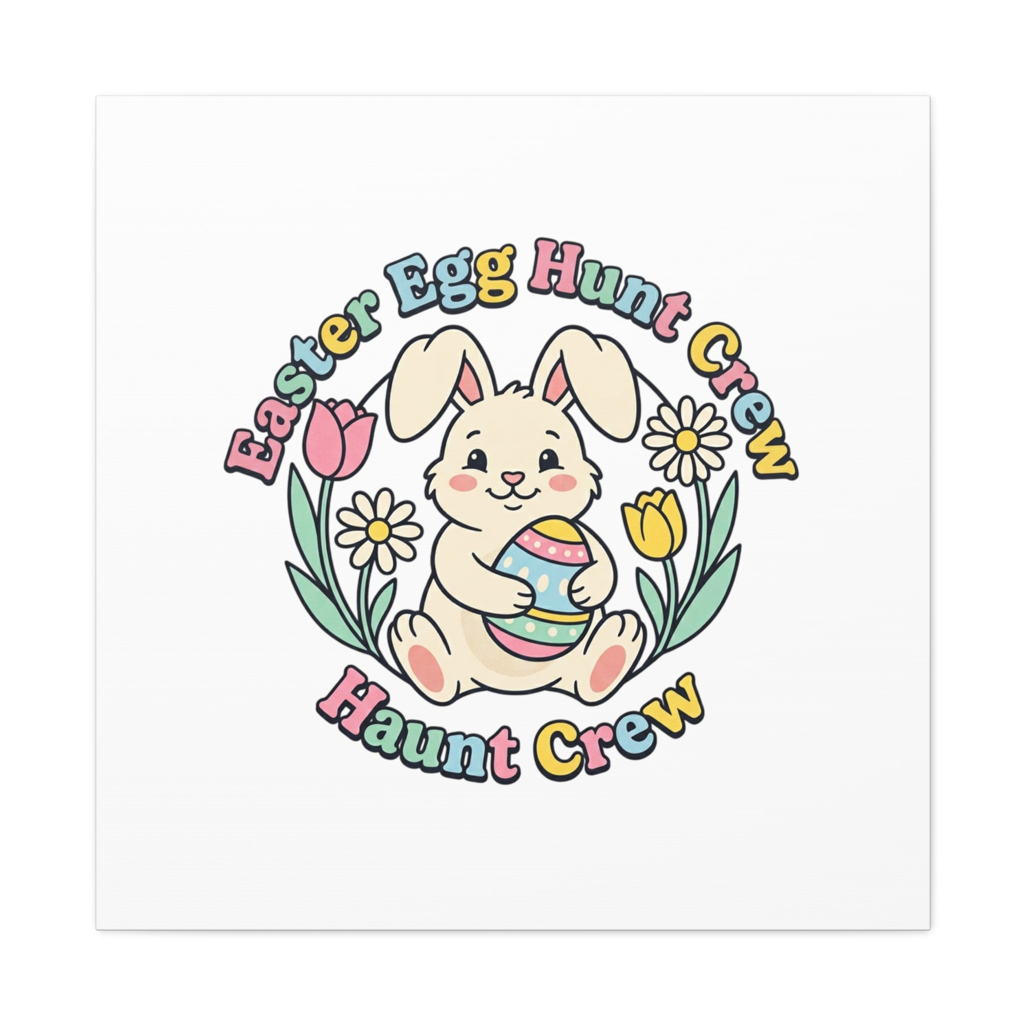 Easter Bunny Egg Hunt Canvas | Pastel Spring Cottagecore Wall Art