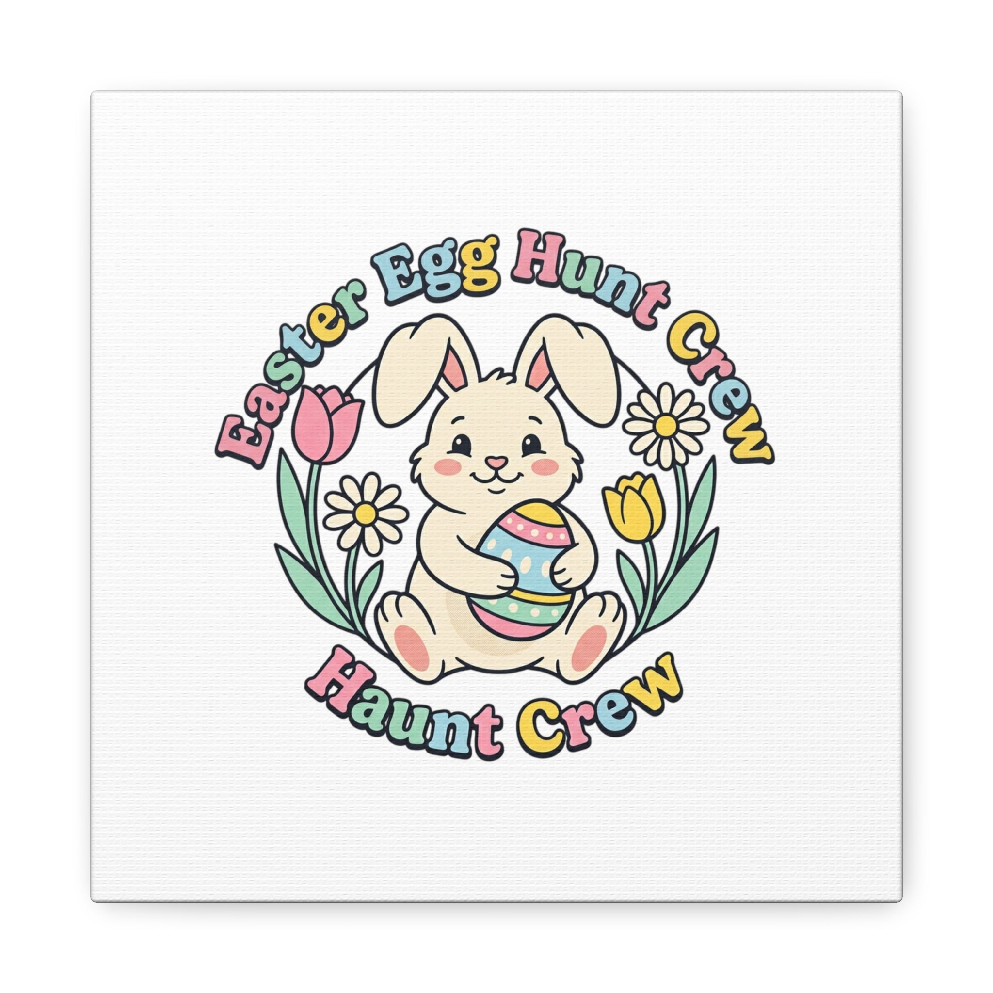 Easter Bunny Egg Hunt Canvas | Pastel Spring Cottagecore Wall Art
